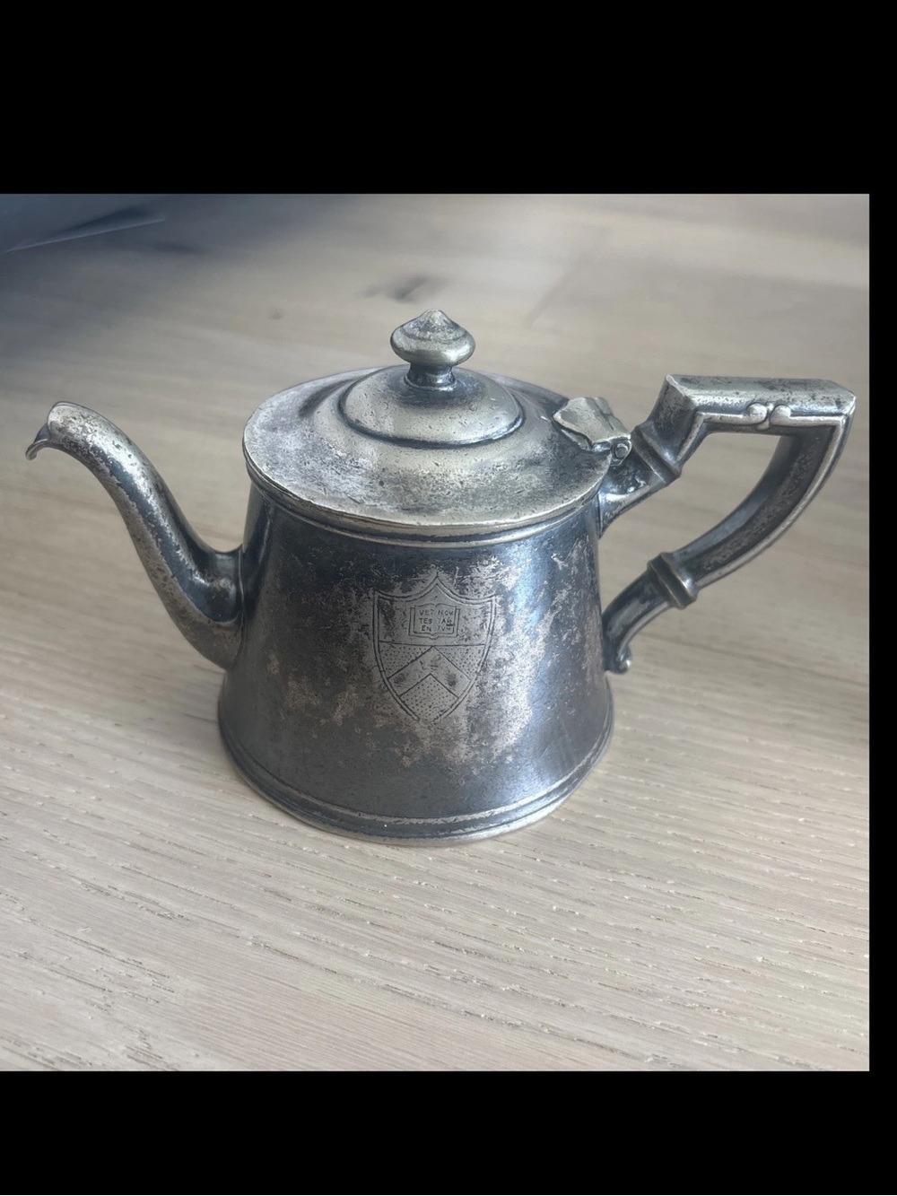 Vintage R. Wallace Silver Soldered 0376 10oz Teapot Princeton University Logo